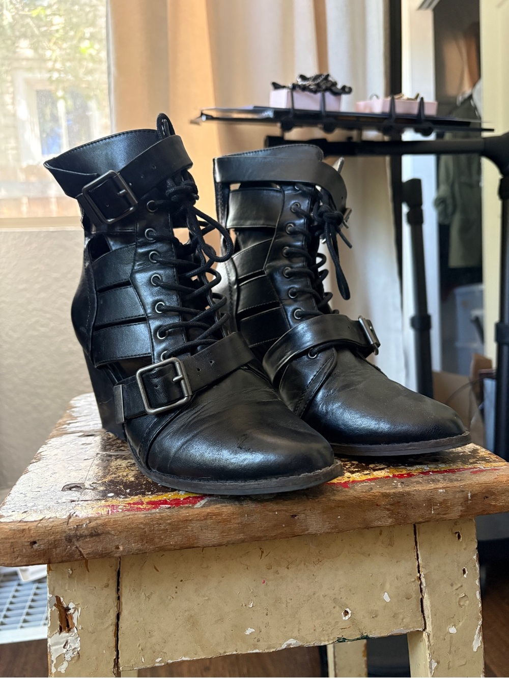 Coconuts by Matisse Black Lace-Up Buckle Ankle Boots